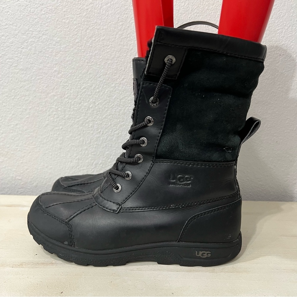 Ugg Black Leather Butte Winter Boots